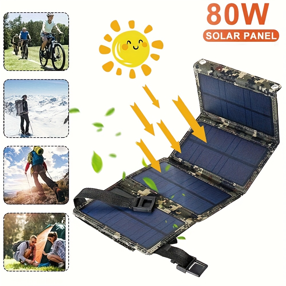 Camping - [แผงโซลาร์เซลล์] แผงโซลาร์เซลล์แบบพับได้ขนาด 80 วัตต์ | เหมาะสำหรับการเดินทางกลางแจ้ง
