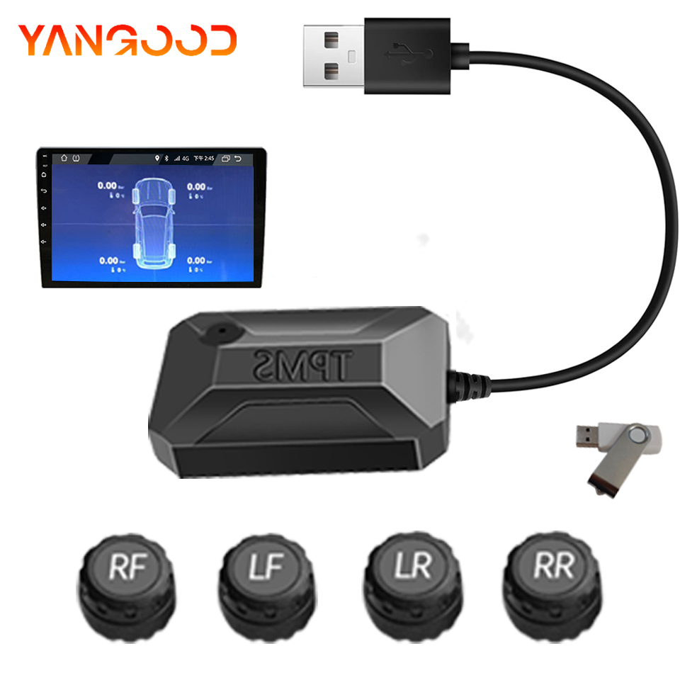 Camping - TPMS พร้อมตัวรับสัญญาณ USB เหมาะสำหรับระบบ Android กันน้ำ