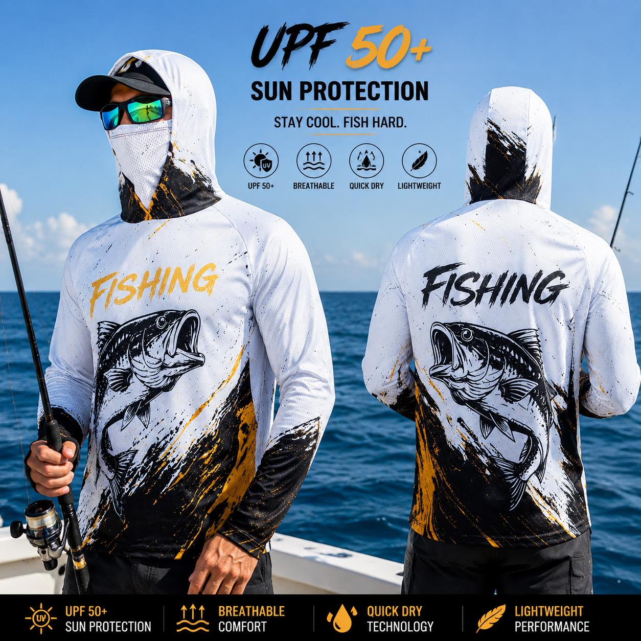 เสื้อฮู้ดตกปลาผู้ชายแห้งเร็ว ร - Fishing บทวิจารณ์และราคา
